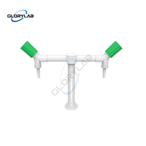Grifo de laboratorio con doble salida montado en cubierta